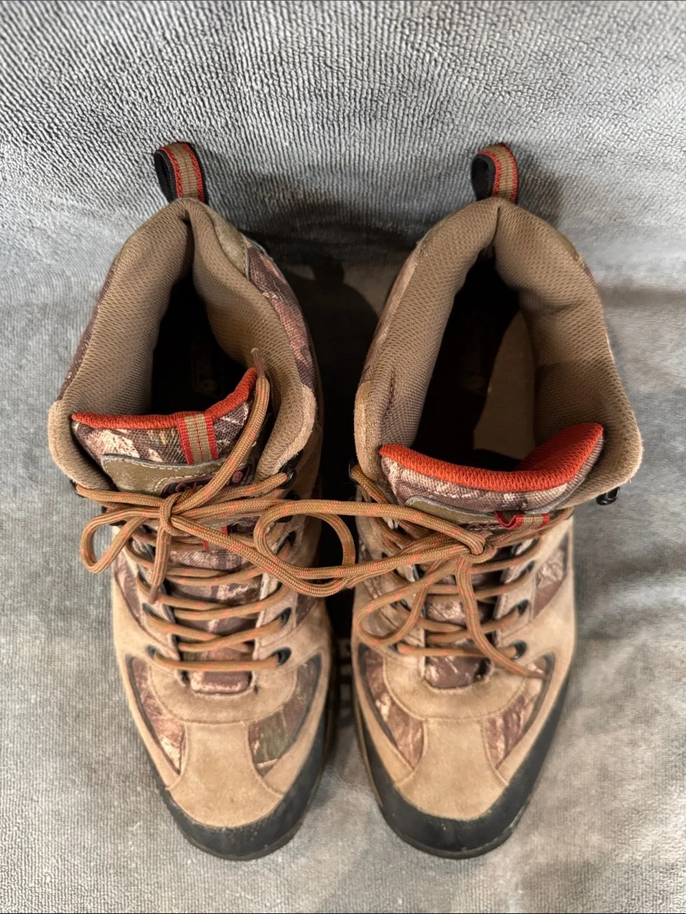 Coleman Camo-Tan Suede Outdoor Hiking Trail Hunting Mid Height Boots Size 13